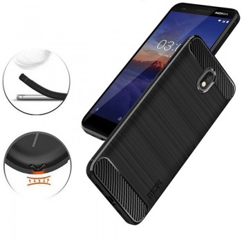 Juodas silikoninis carbon dėklas (NOKIA 3.1)